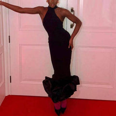 Katie Mock Neck Sleeveless Ruffle Hem Maxi Dress