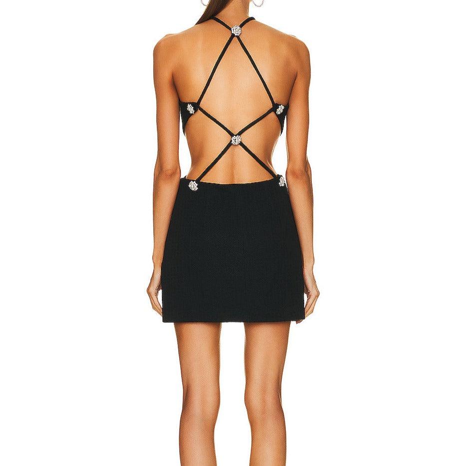 Amelia Strappy Back with Crystal Embellishment Mini Dress