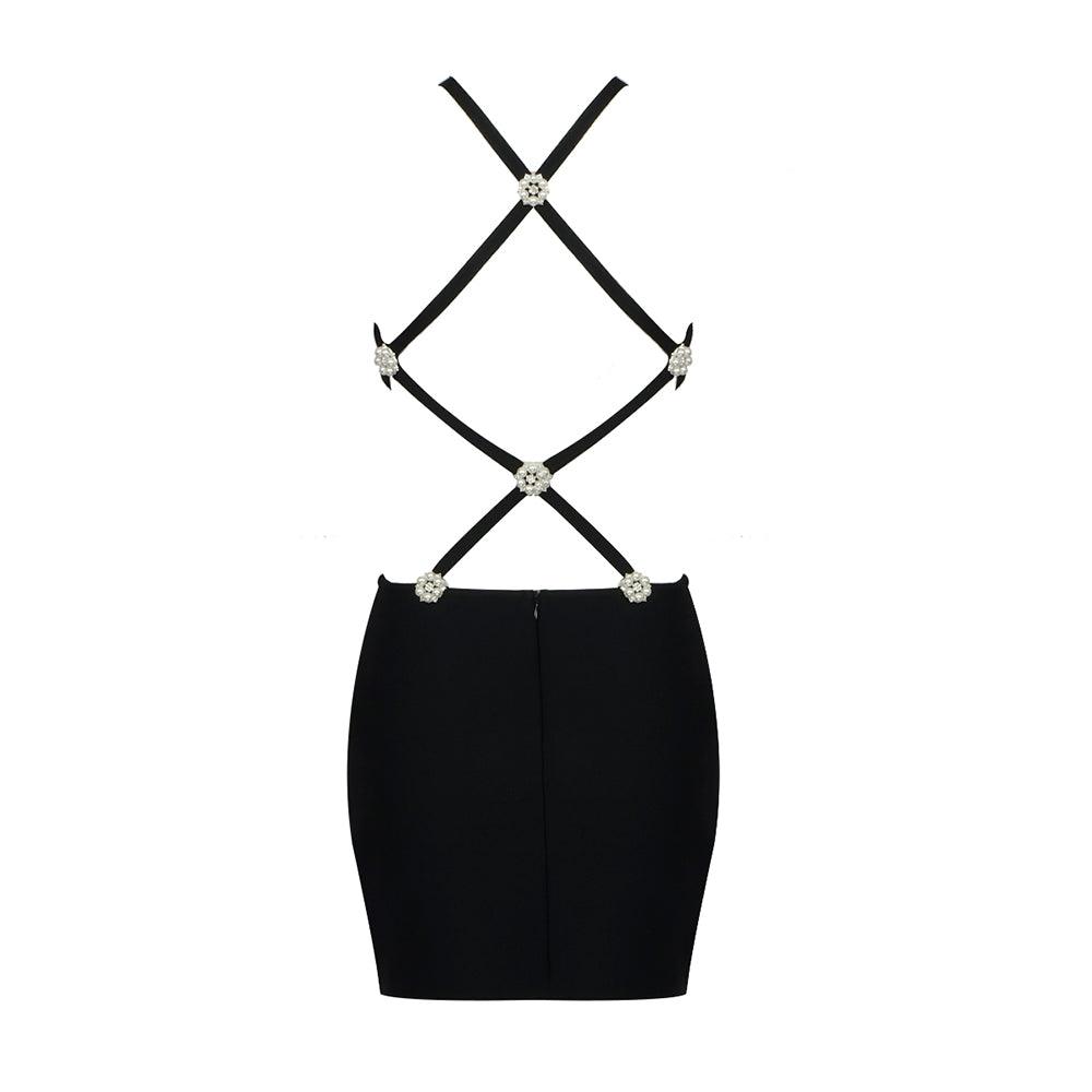 Amelia Strappy Back with Crystal Embellishment Mini Dress