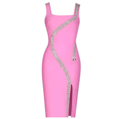 Josephine Sleeveless Crystal Snake Embellishment Midi Dress