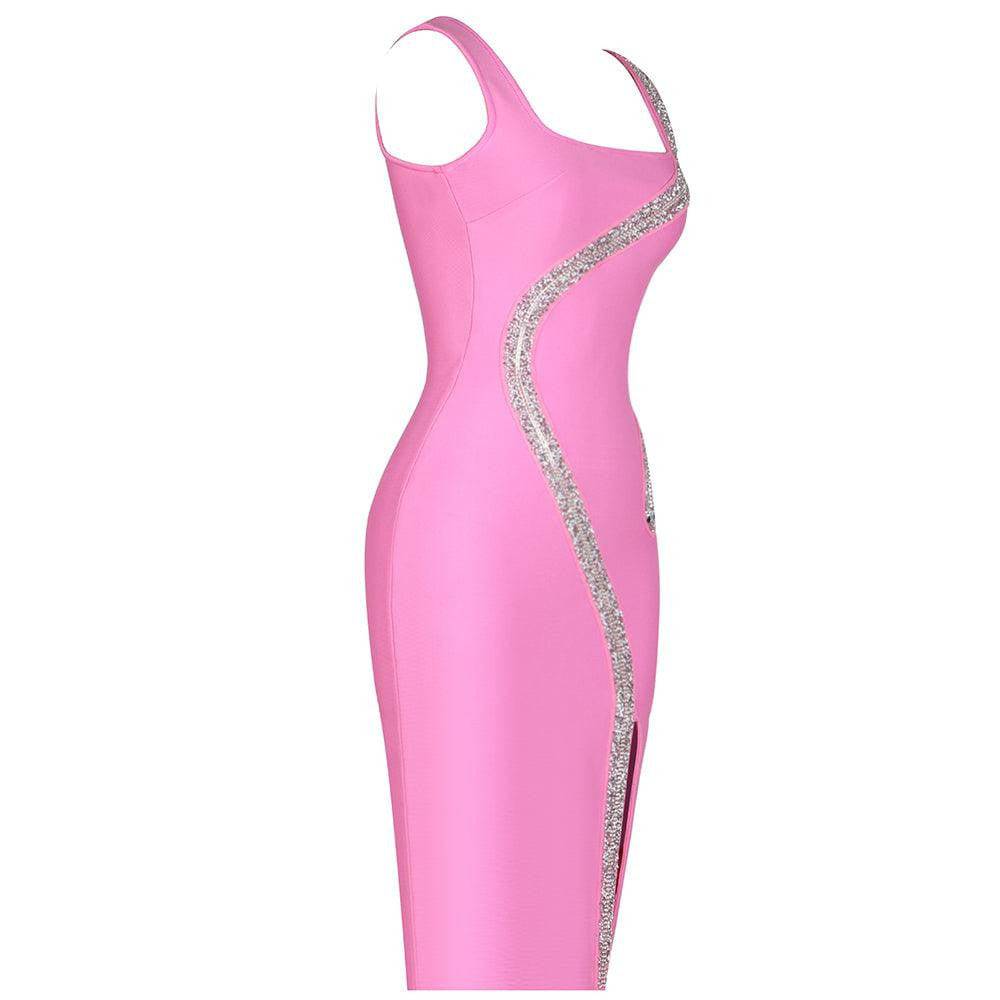 Josephine Sleeveless Crystal Snake Embellishment Midi Dress