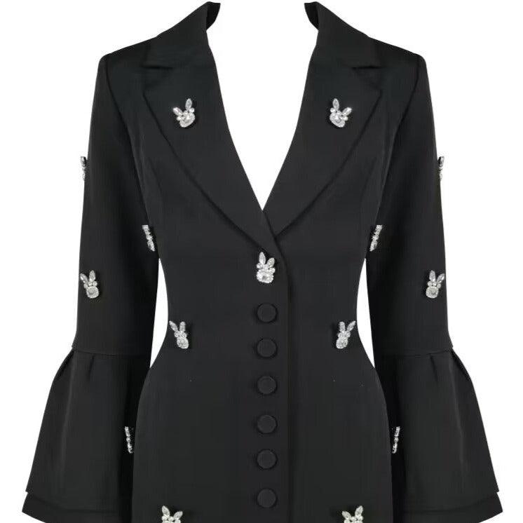 Rachel Solid Flounce Sleeve Blazer Dress