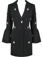 Rachel Solid Flounce Sleeve Blazer Dress