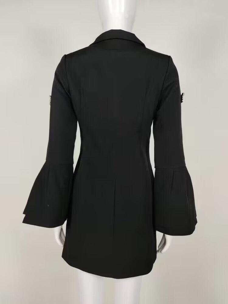 Rachel Solid Flounce Sleeve Blazer Dress