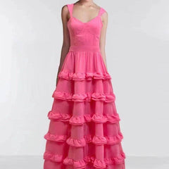 Kathryn Sleeveless Layered Ruffle Maxi Dress