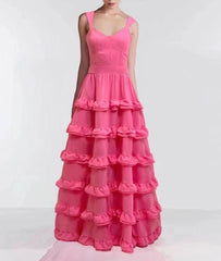 Kathryn Sleeveless Layered Ruffle Maxi Dress