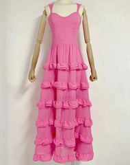 Kathryn Sleeveless Layered Ruffle Maxi Dress