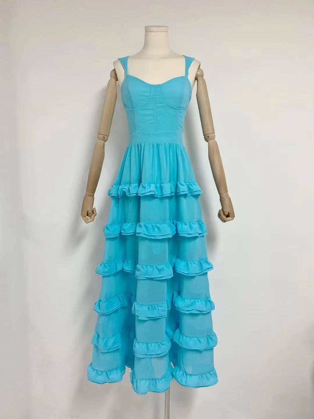 Kathryn Sleeveless Layered Ruffle Maxi Dress