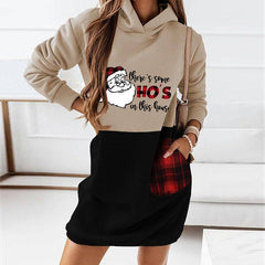 Helen Long Sleeve Hooded Mini Christmas Dress