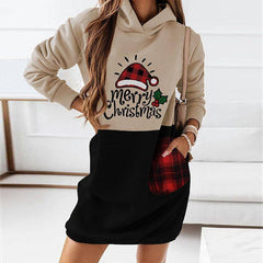 Helen Long Sleeve Hooded Mini Christmas Dress