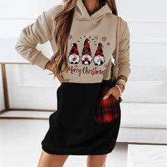 Helen Long Sleeve Hooded Mini Christmas Dress