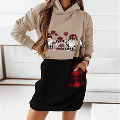 Helen Long Sleeve Hooded Mini Christmas Dress