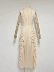 Nellie Sleeveless Ruffle Hem Maxi Dress