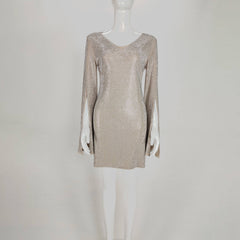 Paislee Long Sleeve Slit Sequin Mini Dress