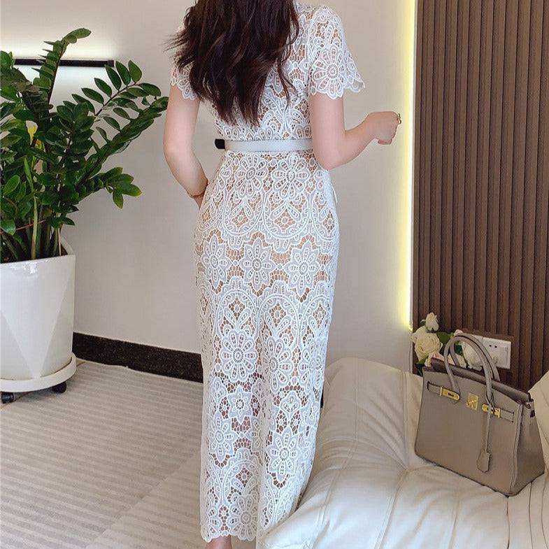 Romina Short Sleeve Floral Embroidered Maxi Dress