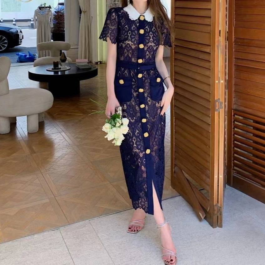 Romina Short Sleeve Floral Embroidered Maxi Dress