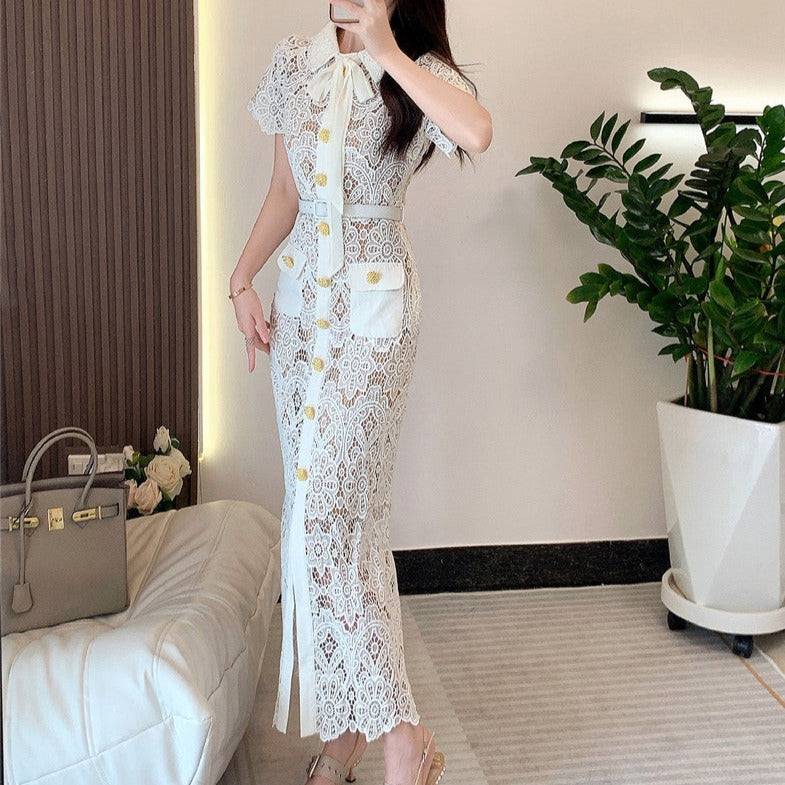 Romina Short Sleeve Floral Embroidered Maxi Dress