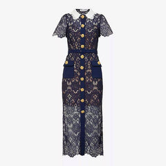 Romina Short Sleeve Floral Embroidered Maxi Dress