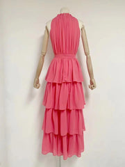 Barbara Solid Layered Pleated Dress