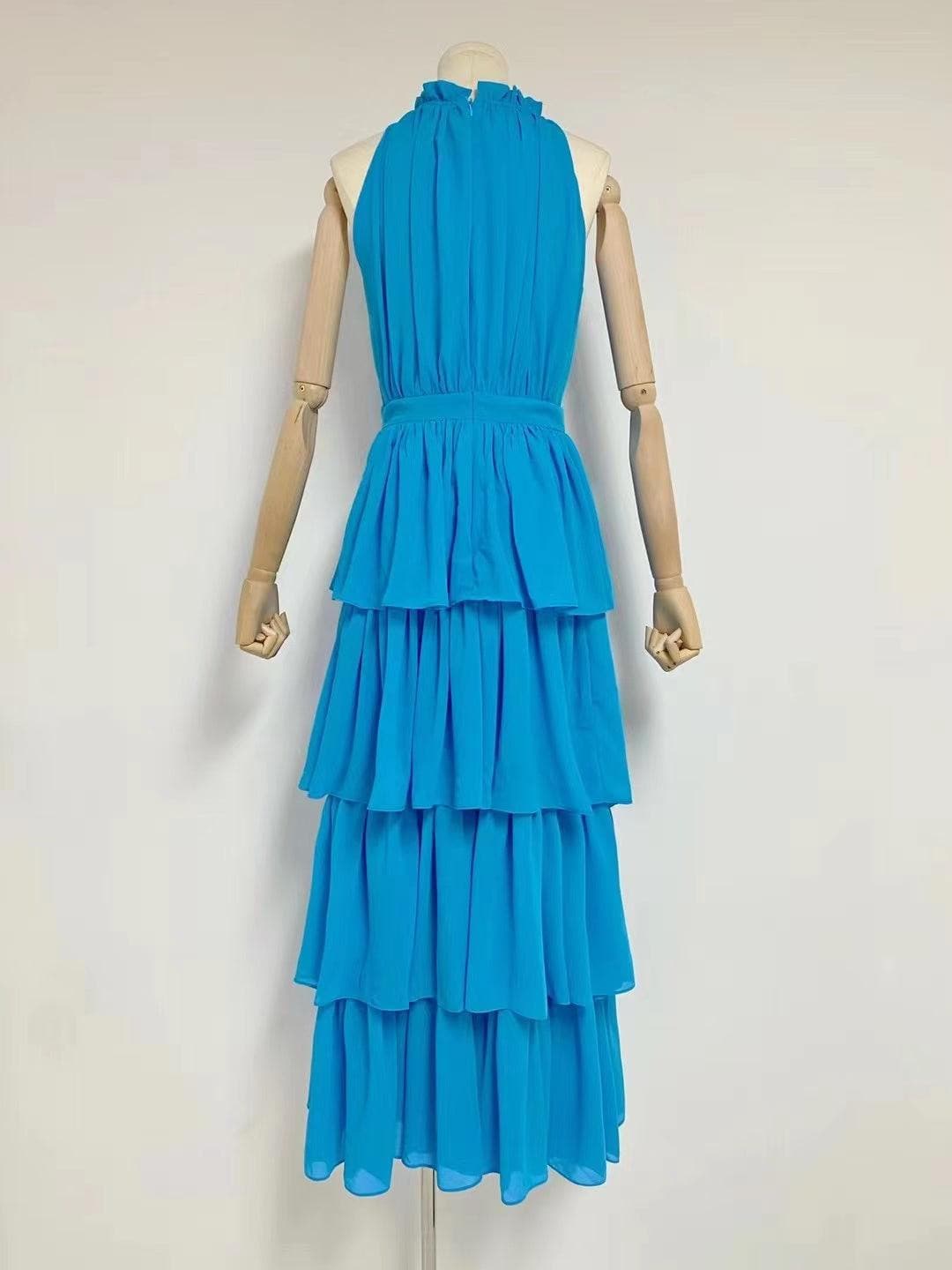Barbara Solid Layered Pleated Dress
