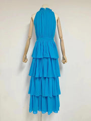 Barbara Solid Layered Pleated Dress