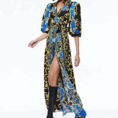 Camira Bold Print Wrap Maxi Shirt Dress