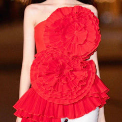 Nancy Strapless Solid Pleated Dress