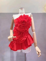 Nancy Strapless Solid Pleated Dress