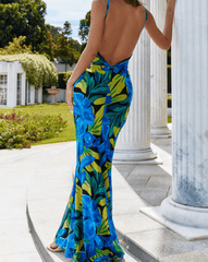 Ariah Tropical Twist Backless Maxi Dress