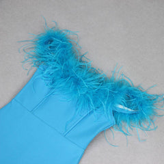 Aubree Sleeveless Feather Maxi Dress