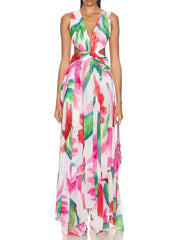 Berkley Floral Lace-Up Back Detail Midi Dress
