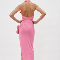 Cataleya Floral Embellished Backless Midi Dress
