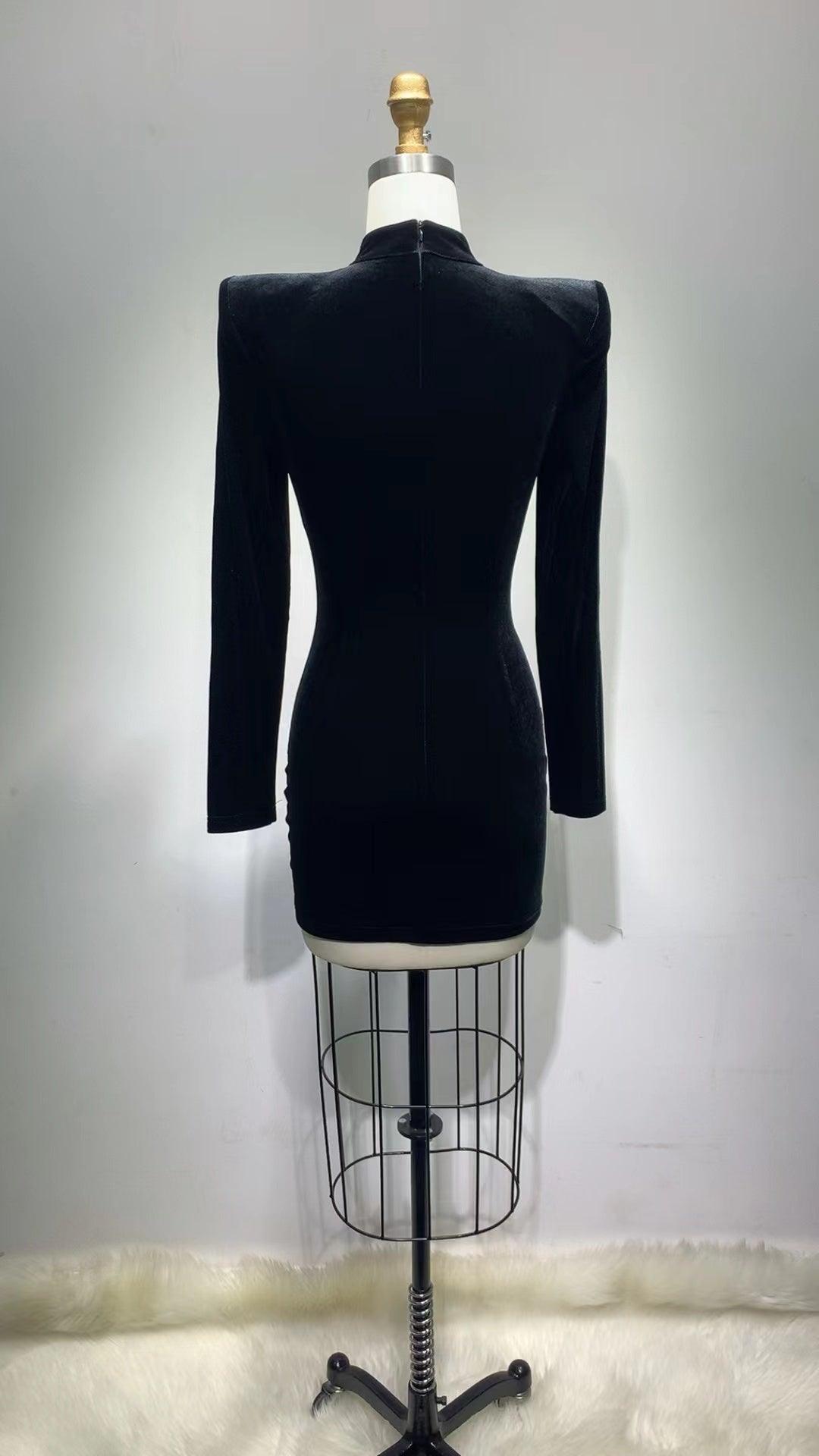Charlee Long Sleeve High Neck Mesh Mini Dress