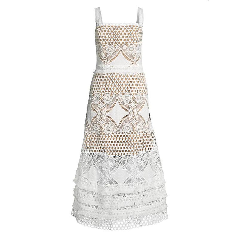 Davina Lace Embroidery Midi Dress