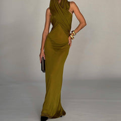 Dayna Strapless Cross Two Way Hooded Tulle Maxi Dress