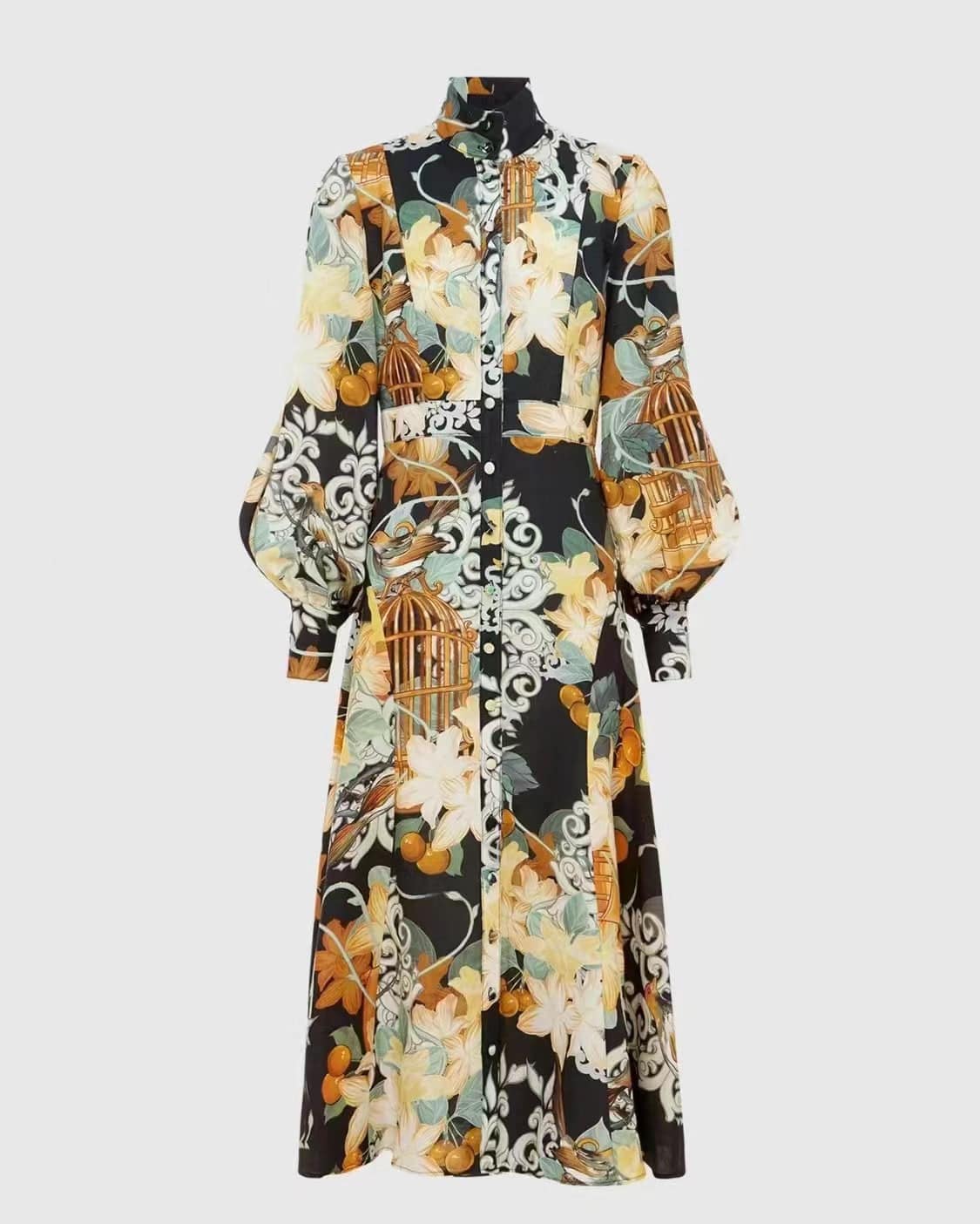 Linda Puff Sleeve Floral Midi Dress