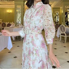 Lizbeth Collared Eyelet Floral Maxi Dress