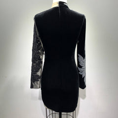 Louisa Long Sleeve Beaded Color Block Mini Dress