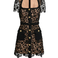 Macy Square Neck Lace Mini Dress