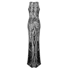 Mitzy Sequined Maxi Dress Black Silver