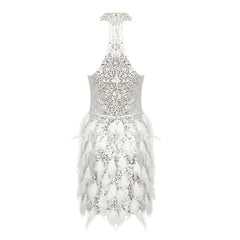 Nathalie Halter Pearl Sequined Feather Dress