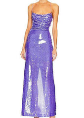 Althea Sleeveless Drape Neck Backless with Lace Up Maxi Dress