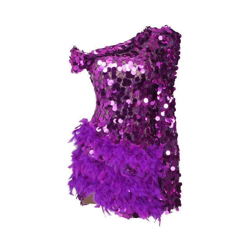 Rachel Off Shoulder Sequin Mini Dress