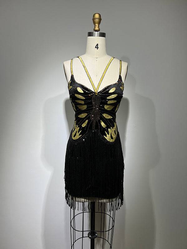 Sasha Butterfly Sequin Design Mini Dress