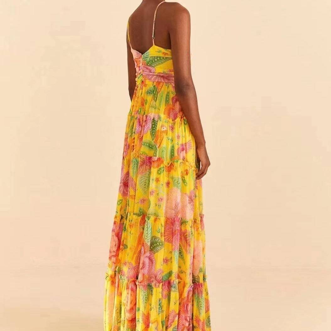 Tiana Floral Ruffle Hem Cami Maxi Dress