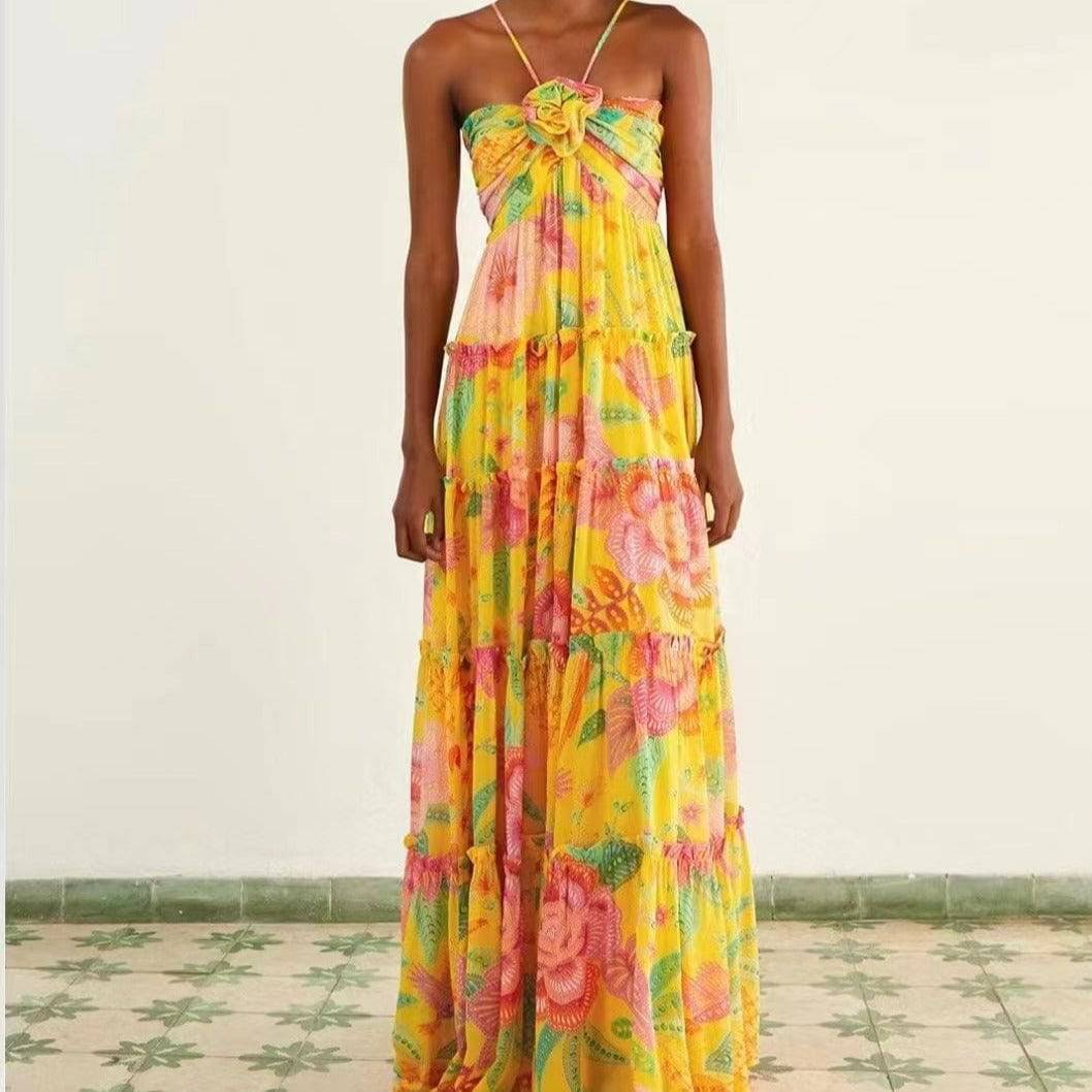 Tiana Floral Ruffle Hem Cami Maxi Dress