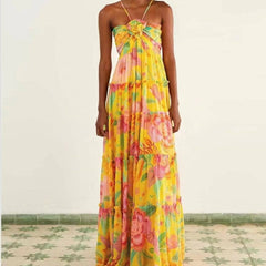Tiana Floral Ruffle Hem Cami Maxi Dress