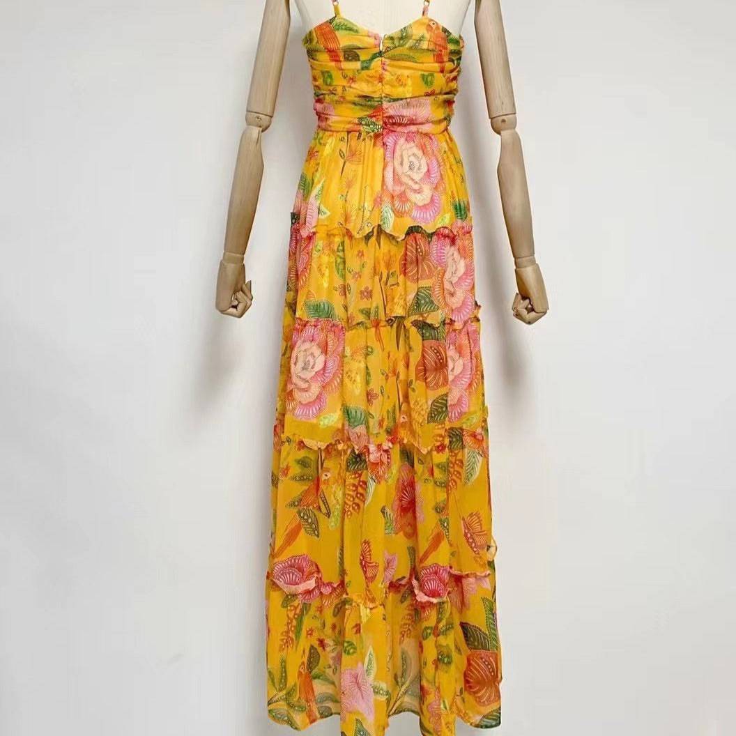 Tiana Floral Ruffle Hem Cami Maxi Dress