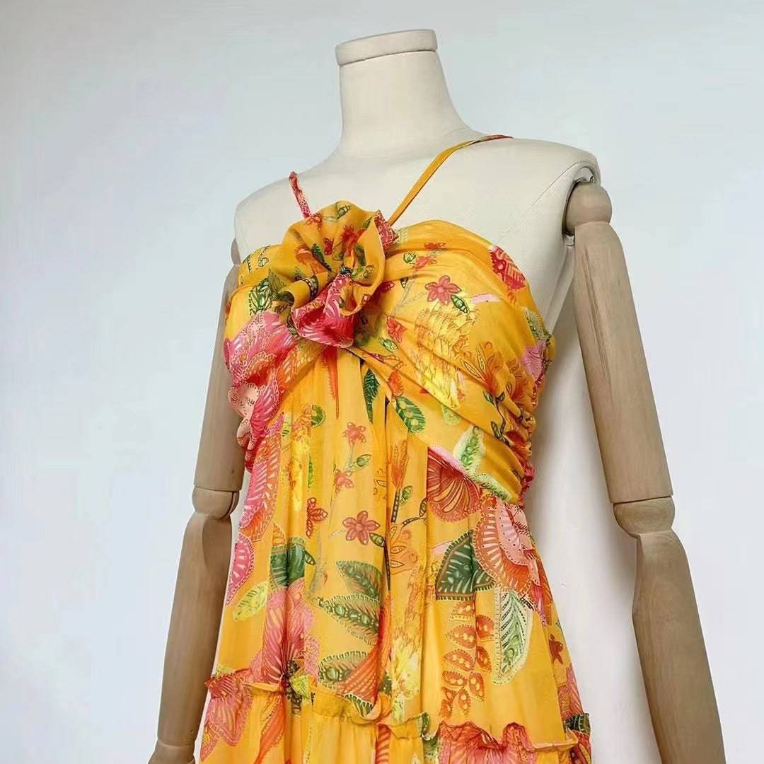 Tiana Floral Ruffle Hem Cami Maxi Dress