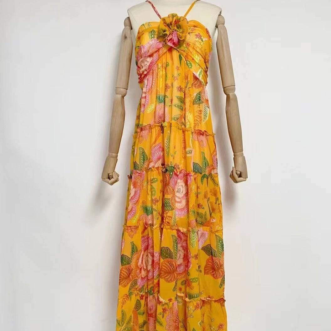 Tiana Floral Ruffle Hem Cami Maxi Dress
